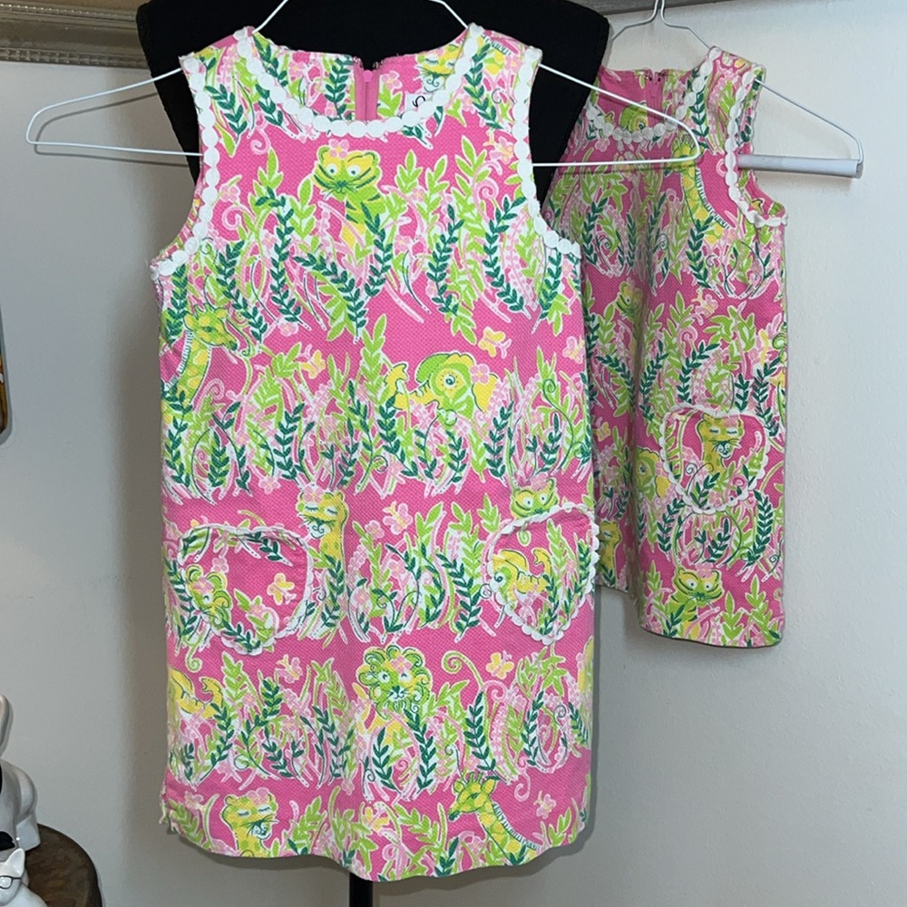 Lilly Pulitzer Millionaires Row Pink & Green Animal Sleeveless Shift Dress Sz.6